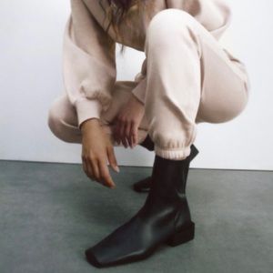 Zara low heeled square toe boots